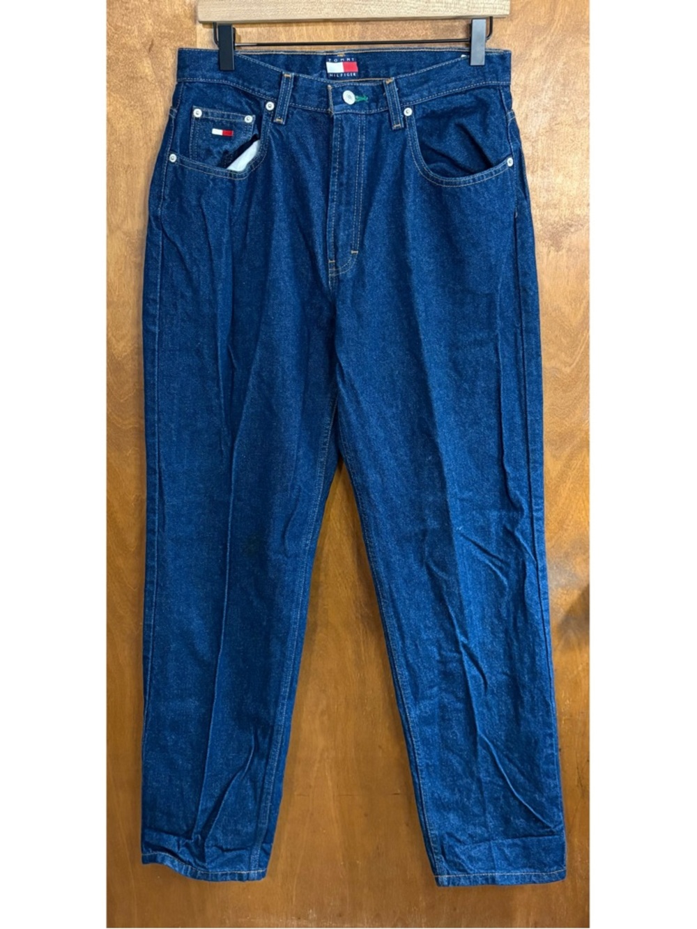 VINTAGE 90s Tommy Hilfiger Dark Wash Perfect T Jeans High Rise Straight Leg Y2K